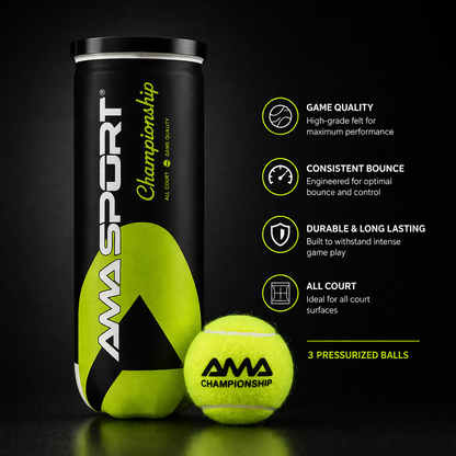 AMA Sport pro Padel Balls — Pressurised | 3-Ball Tube | Pro · Championship ·